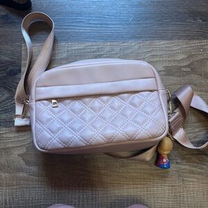 Elegant Blush Quilted Crossbody Bag